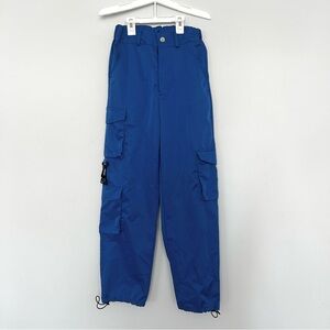 Blue Hip Hop Cargo Pants S | Windbreaker Dance Streetwear